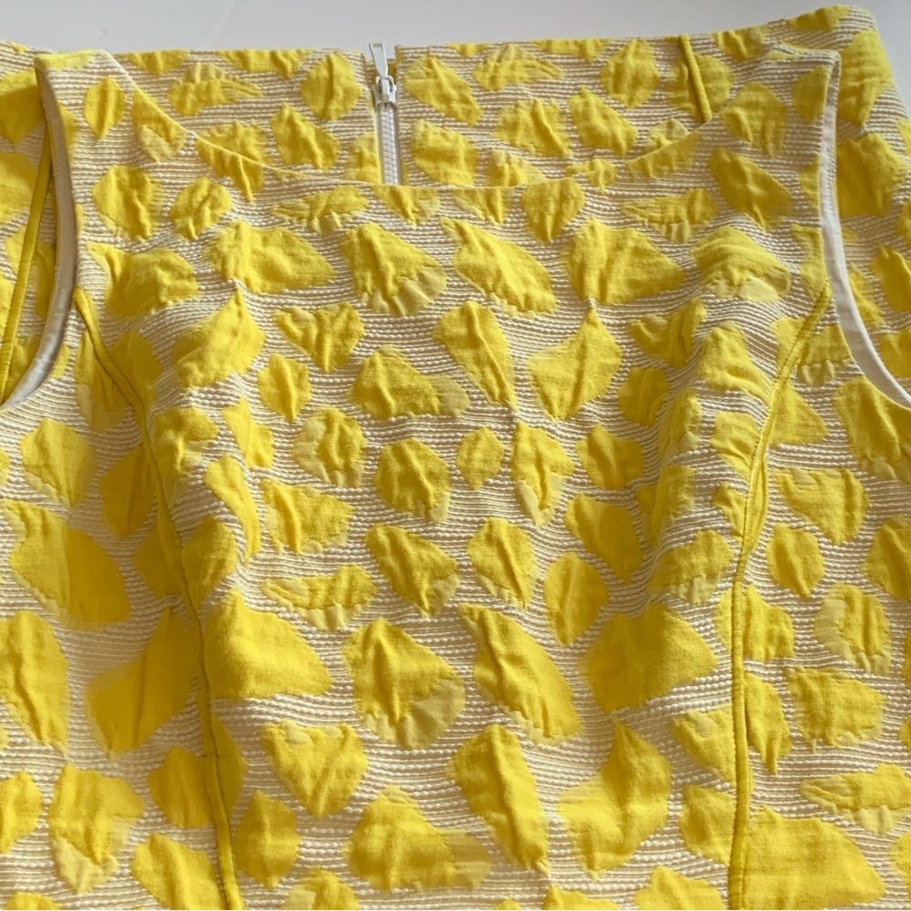 Lafayette 148 Sleeveless Dress in Yellow and White Size 12 Stunning Pattern - Picture 9 of 9